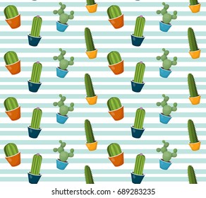 Cactus seamless pattern vector illustration