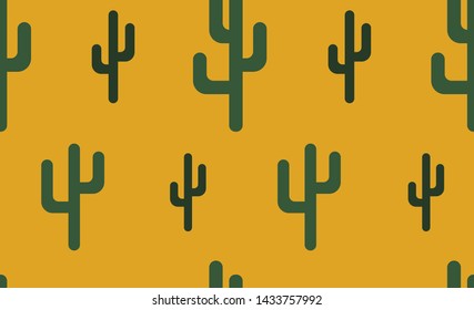 Cactus seamless pattern vector orange and green background