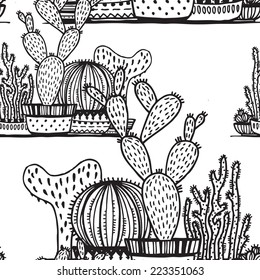 Cactus. Seamless vector pattern.