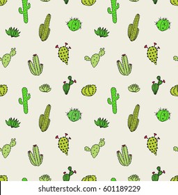 Cactus Seamless Vector Pattern