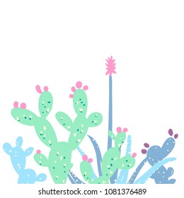 Cactus set card. Pastel colors creative vector illustration