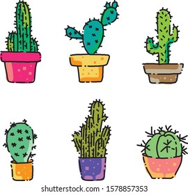 cactus set, color cactus, collection