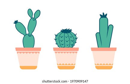 cactus set cute cartoon for home decoration, interior, or greeting card