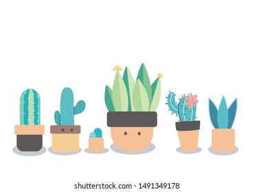 The cactus set design of vector.