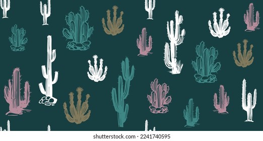 Dibujos dibujados a mano por cactus, vector