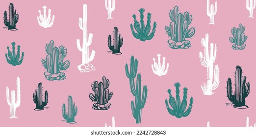 Cactus set hand drawn illustrations, vector