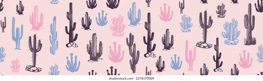 Cactus set hand drawn illustrations, vector