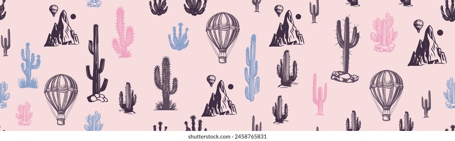 Cactus set hand drawn illustrations, vector
