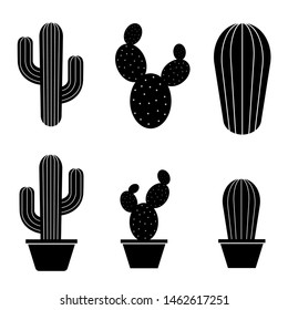 Cactus set icon, logo isolated on white background