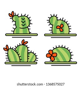 Cactus set ICONS in simple hand drawn style 4