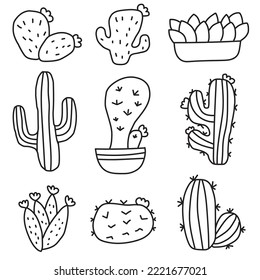 Cactus set illustrative Vektorgrafik, Kaktus cartoon, für Aufkleber und Elemente für Grafikdesign
