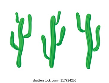 Cactus set, isolated illustration on white