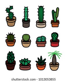 cactus set. minimal vector icons