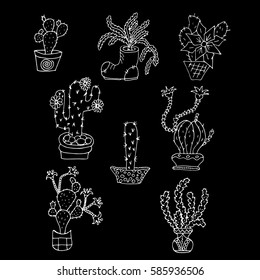 Cactus set of on a white background. Design texture, color, interiors, banner, poster, cartoon, landscape, icon,  mexico.