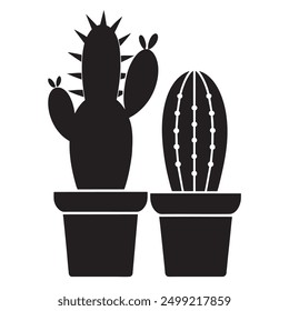 cactus set silhouette vector illustration