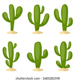 Cactus set vector design illustration isolated on white background