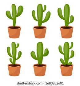 Cactus set vector design illustration isolated on white background