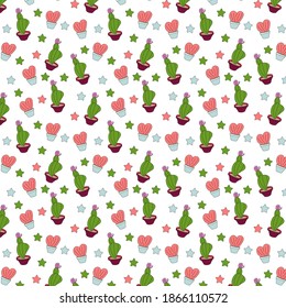Forma de cactus y corazones. Fondo transparente y corto