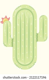 Cactus Shaped Inflatable Mattress Icon for Pool Party, beach holiday and hotel vacation. Vector illustration