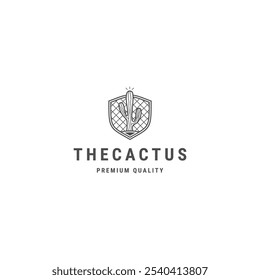 Cactus shield logo icon design template flat vector