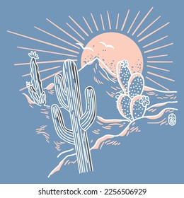 CACTUS WITH SHINING SUN NEW IDEA FOR WOMEN T SHIRT