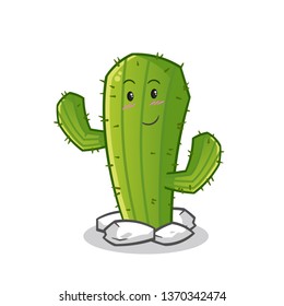 cactus shy mascot vector cartoon art illustration