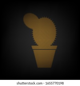 Cactus sign illustration. Icon as grid of small orange light bulb in darkness. Illustration.
