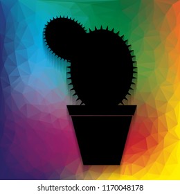 Cactus sign illustration. Vector. Flat style black icon on white.