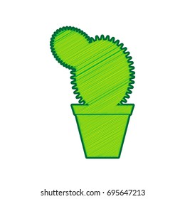 Cactus sign illustration. Vector. Lemon scribble icon on white background. Isolated