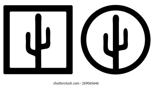Cactus Signs, Vector Illustration isolated on White Background.