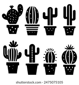 Cactus Silhouette, Ideal for Nature and Desert Themes - Flat Vector Illustration