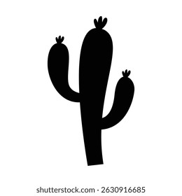 Cactus silhouette on white background. abstract cactus silhouette. simple cactus shapes