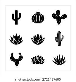 Cactus silhouette vector illustration set for graphic designers