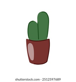 Cactus simple icon in flat style. House plant for home interior. Vector illustration isolated on a white background.