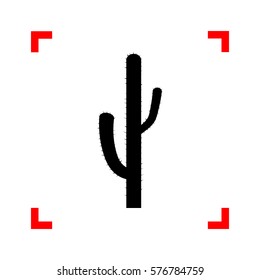 Cactus simple sign. Black icon in focus corners on white background. Isolated.