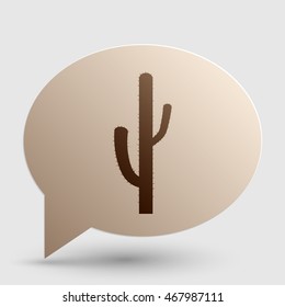 Cactus simple sign. Brown gradient icon on bubble with shadow.