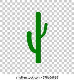 Cactus simple sign. Dark green icon on transparent background.