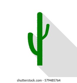 Cactus simple sign. Green icon with flat style shadow path.
