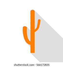 Cactus simple sign. Orange icon with flat style shadow path.