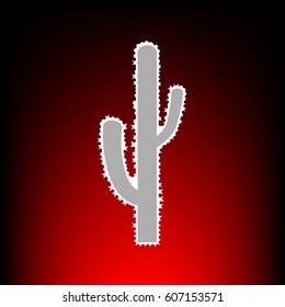Cactus simple sign. Postage stam or old photo style on red-black gradient background.