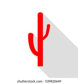 Cactus simple sign. Red icon with flat style shadow path.