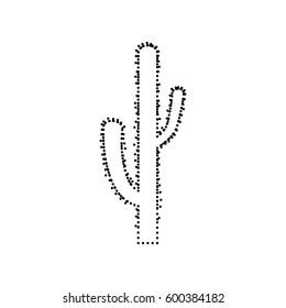 Cactus simple sign. Vector. Black dotted icon on white background. Isolated.
