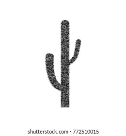 Cactus simple sign. Vector. Black icon from many ovelapping circles with random opacity on white background. Noisy. Isolated.
