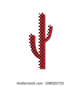 Cactus simple sign. Vector. Brown icon with shifted black circle pattern as duplicate at white background. Isolated.