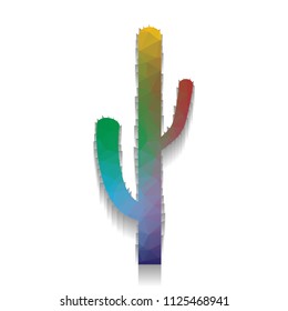 Cactus simple sign. Vector. Colorful icon with bright texture of mosaic with soft shadow on white background. Isolated.
