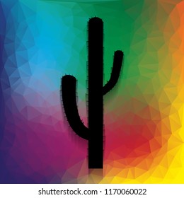 Cactus simple sign. Vector. Flat style black icon on white.