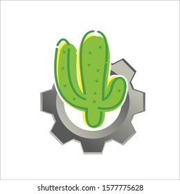 Cactus simple sign. Vector. gears