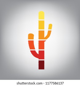Cactus simple sign. Vector. Horizontally sliced icon with colors from sunny gradient in gray background.