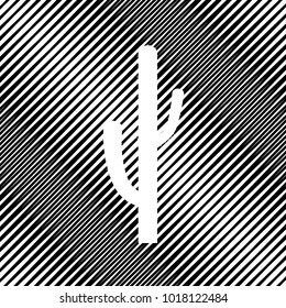 Cactus simple sign. Vector. Icon. Hole in moire background.