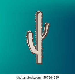 Cactus simple sign. Vector. Icon printed at 3d on sea color background.